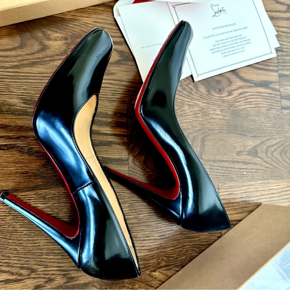 Christian Louboutin Décolleté 868 100 Jazz Black Calf Leather Heels Pumps 39 8 - Picture 10 of 15